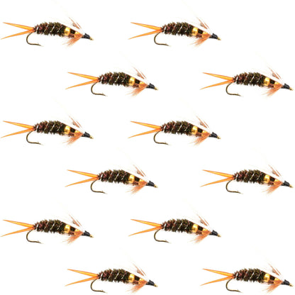 Double Bead Prince Nymph Fly Fishing Flies - 12 Flies Hook Size 12