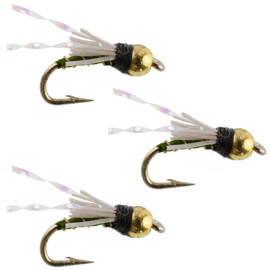 3 Pack Beadhead Olive 3 Dollar Dip Serendipity Wet Fly Fishing Flies - Hook Size 18