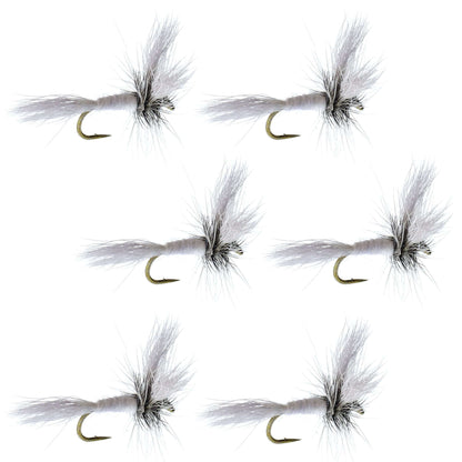 Barbless White Wulff Classic Hair Wing Dry Fly - 6 Flies Hook Size 14