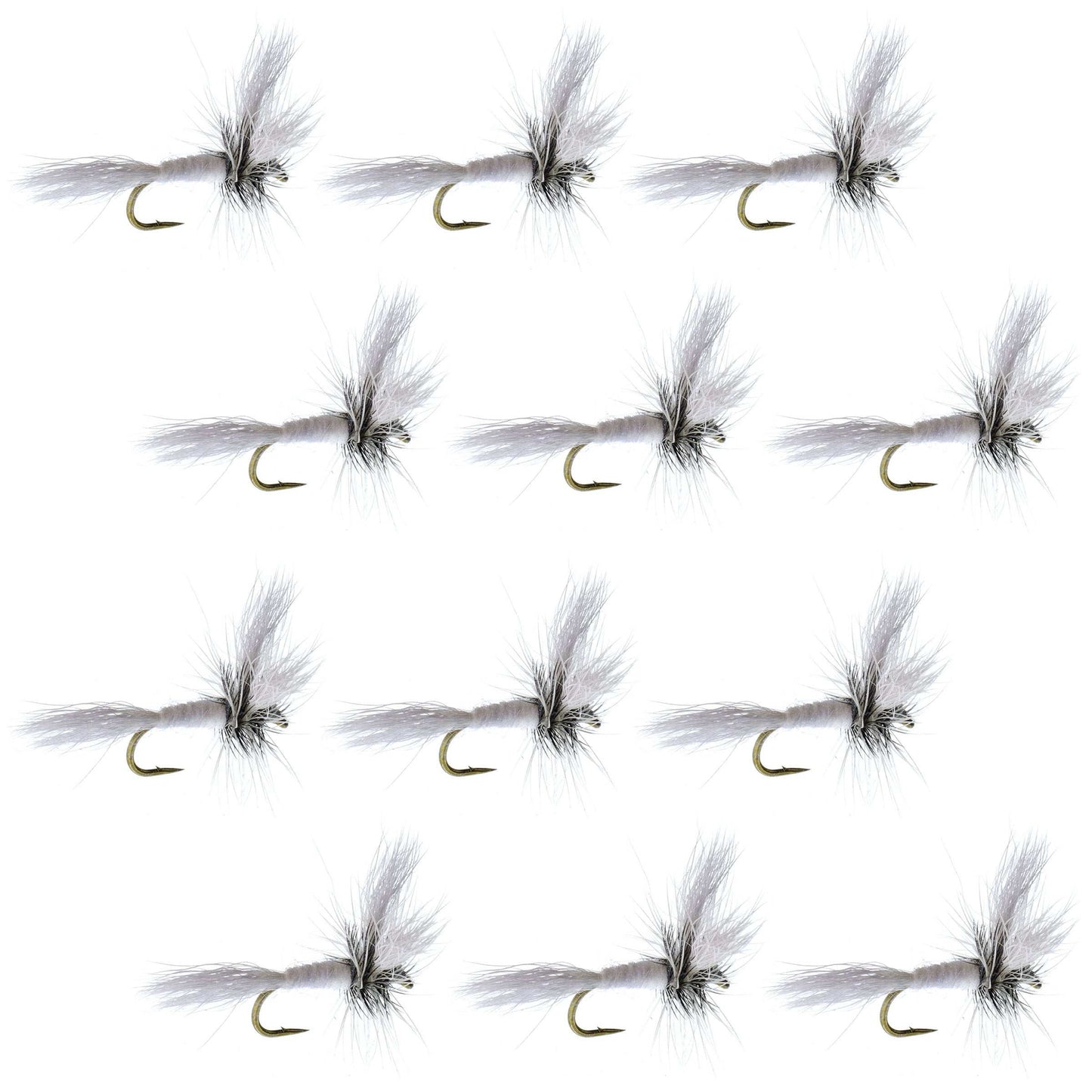 Barbless White Wulff Classic Hair Wing Dry Fly - 1 Dozen Flies Hook Size 14