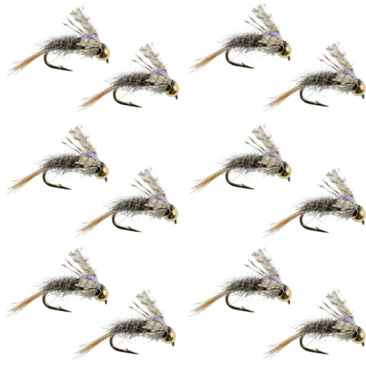 Barrs Baetis Emerger BWO Wet Fly Fishing Flies - 1 Dozen Flies Hook Size 14