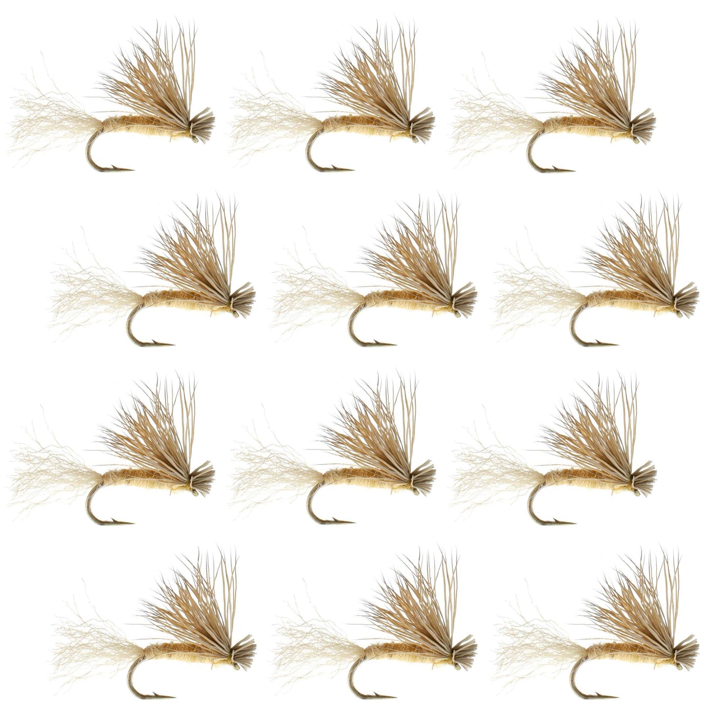 Barbless Tan X Caddis Emerging Caddis Adult Fly - 12 Flies Size 18