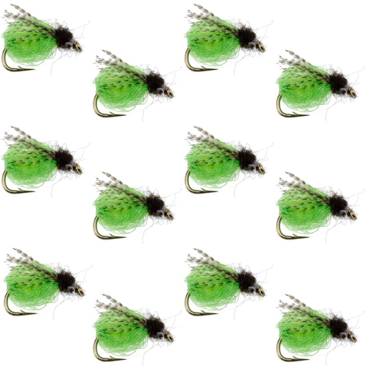 LaFontaine Bright Green Deep Sparkle Caddis Pupa - 1 Dozen Flies Hook Size 18