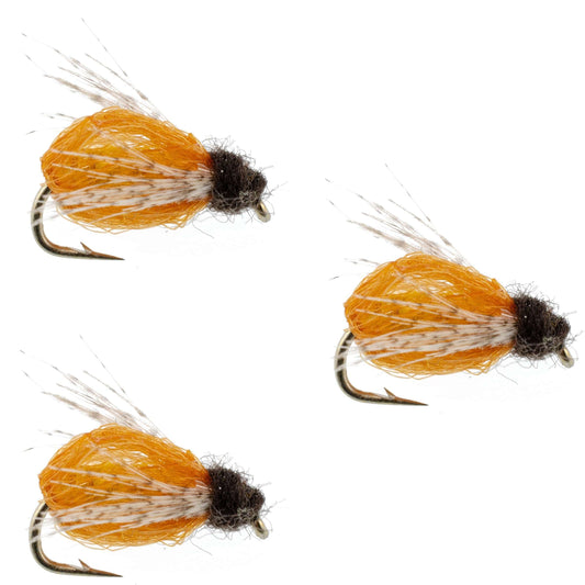 3 Pack LaFontaine Amber Deep Sparkle Caddis Pupa - Hook Size 16