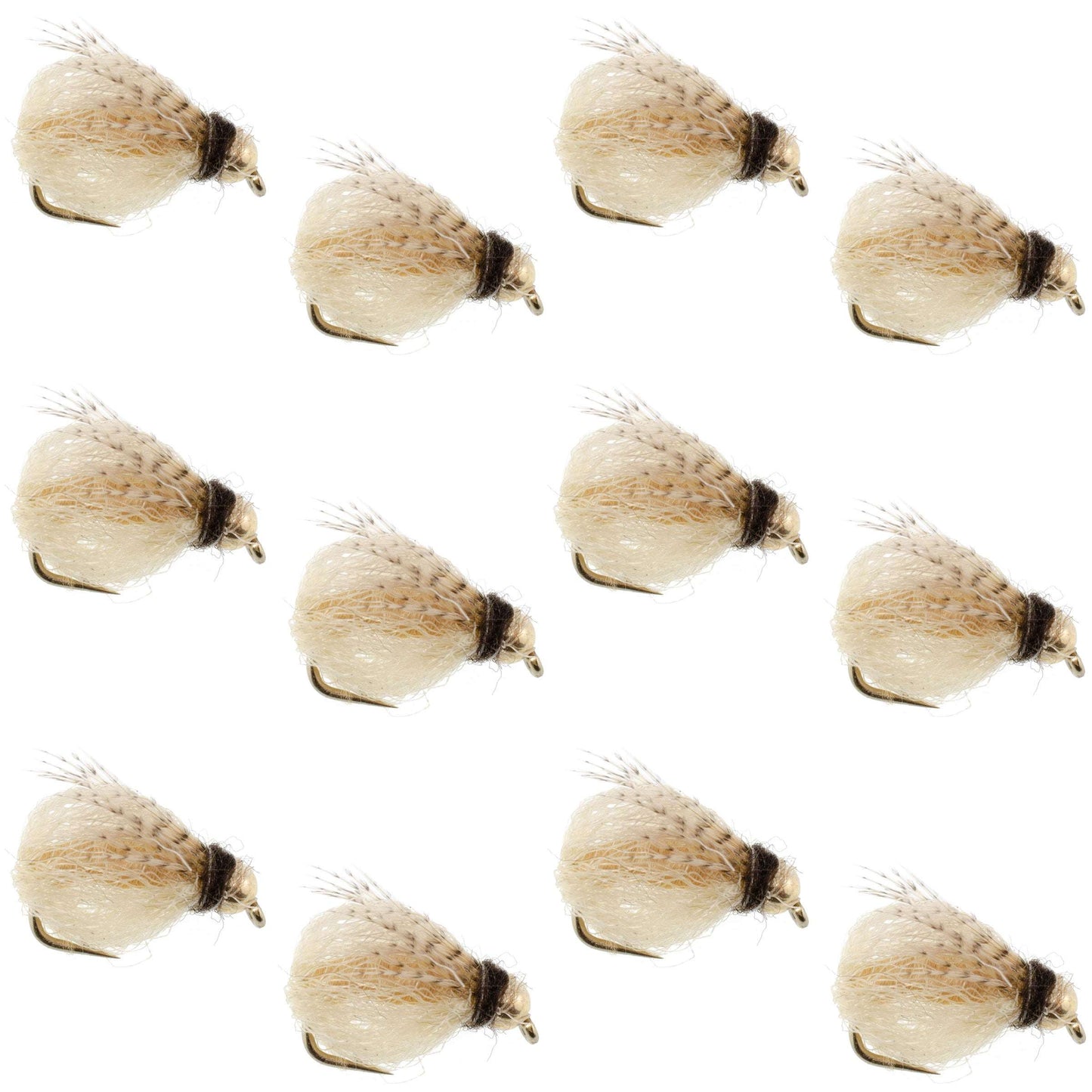 Bead Head LaFontaine Tan Deep Sparkle Caddis Pupa - 12 Flies Size 14