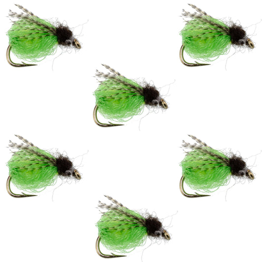 LaFontaine Bright Green Deep Sparkle Caddis Pupa - 6 Flies Hook Size 14