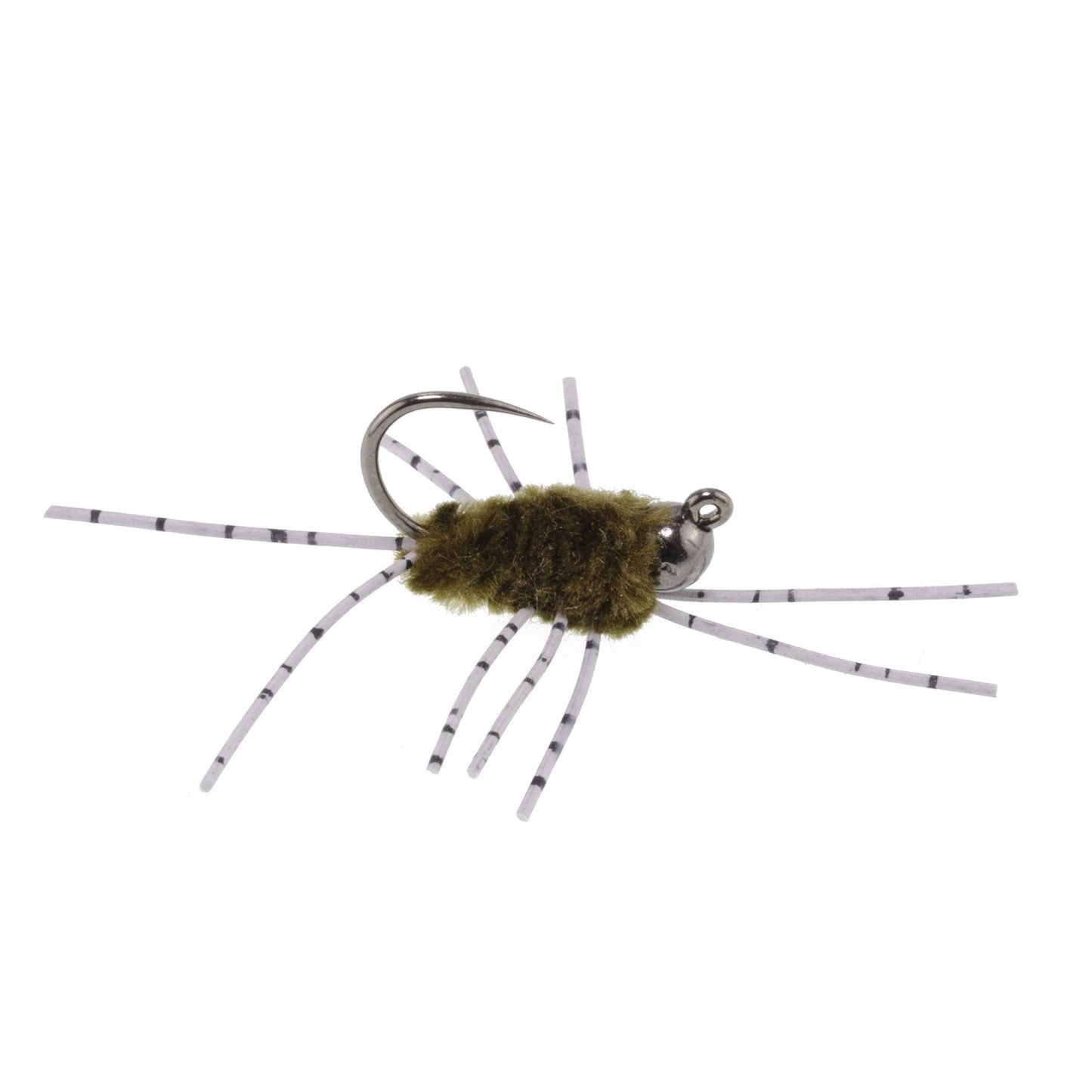 3 Pack Barbless Pat's Barred Rubber Legs Tungsten Bead Jigged Dark Olive Euro Nymph  -  Hook Size 6
