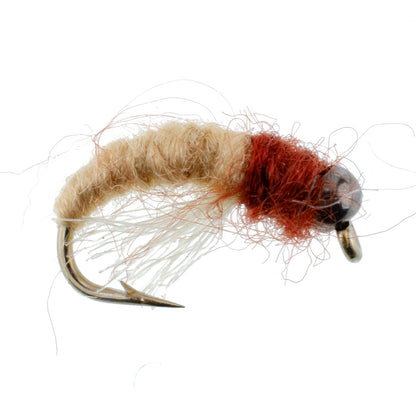 Bead Head Tan Brown Caddis Larva Nymph 6 Flies Hook Size 12