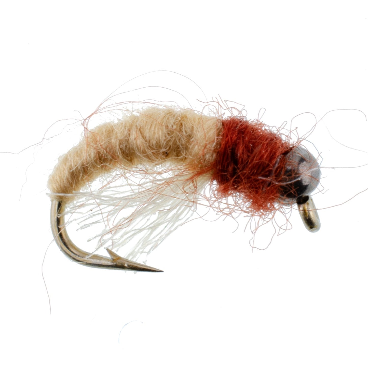 Bead Head Tan Brown Caddis Larva Nymph 12 Flies Hook Size 14