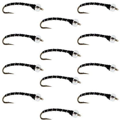 Black Mercury Midge - Glass Bead Head - 12 Flies Size 18