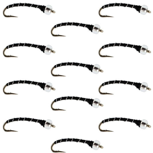 Black Mercury Midge - Glass Bead Head - 12 Flies Size 18