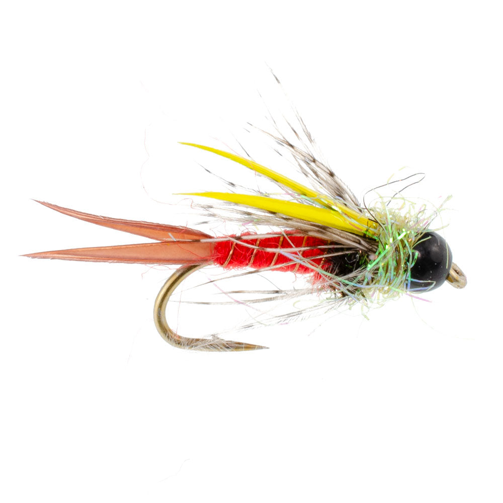 3 Pack Tungsten Bead Head Nicks Prince Special Nymph Fishing Flies - Hook Size 16
