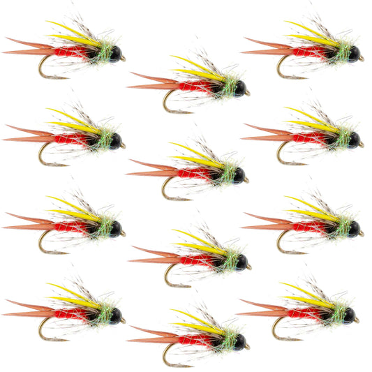 Tungsten Bead Head Nicks Prince Special Nymph Fishing Flies - 12 Flies Hook Size 10