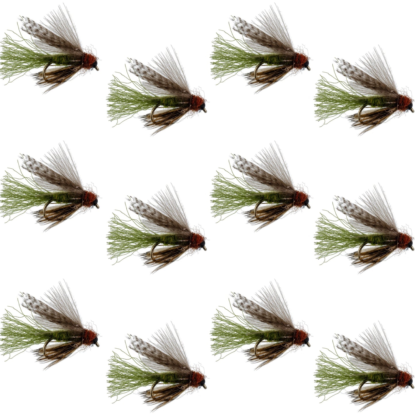 Olive CDC Caddis Emerger 12 Flies Hook Size 12