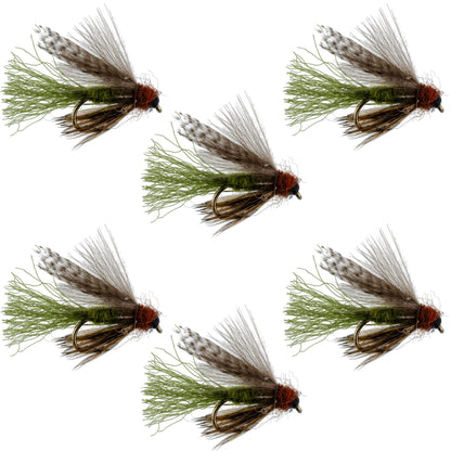 Olive CDC Caddis Emerger 6 Flies Hook Size 12