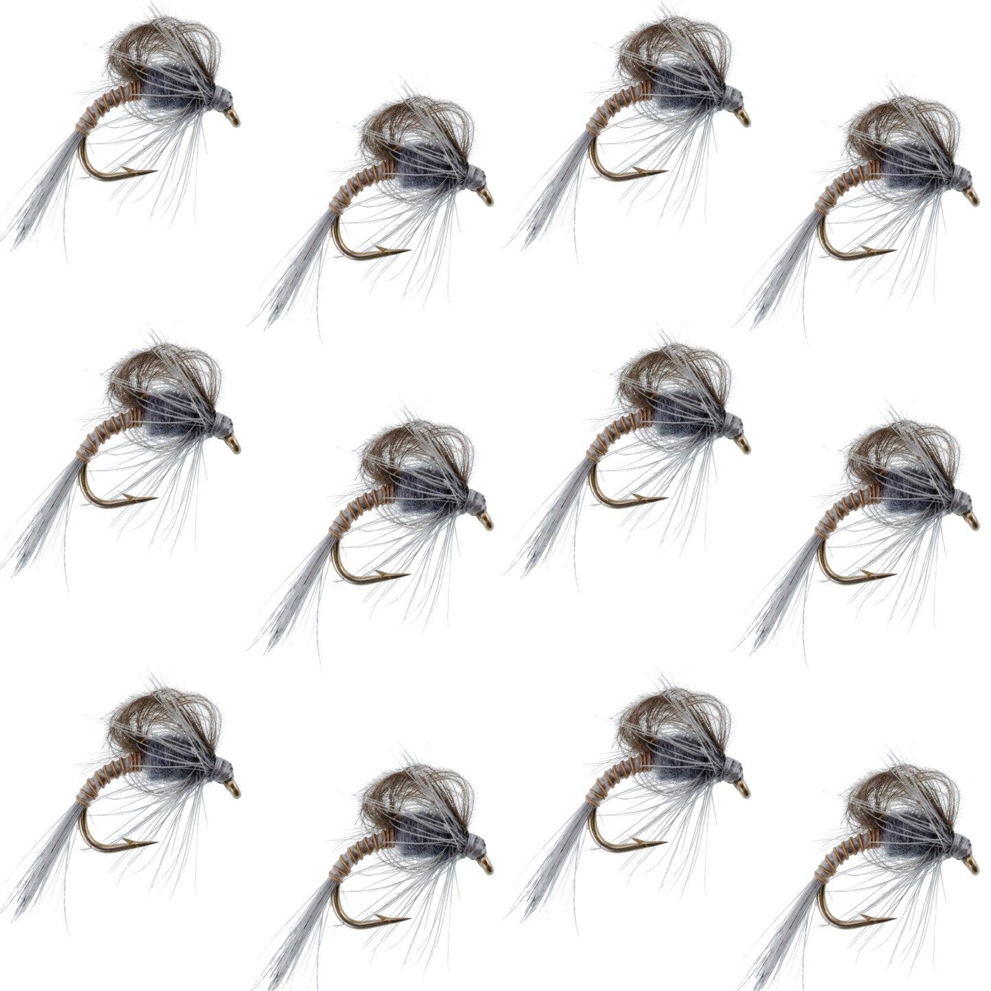 CDC Loop Wing Adams Emerger Fly 12 Flies - Hook Size 18