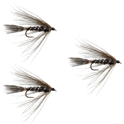 3 Pack Carey Special Soft Hackle Grouse and Peacock Wet Fly - Hook Size 10