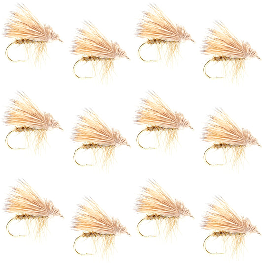Barbless Yellow Elk Hair Caddis Classic Trout Dry Flies 1 Dozen Flies Size 16
