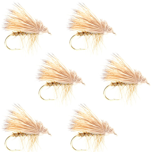 Barbless Yellow Elk Hair Caddis Classic Trout Dry Flies 6 Flies Size 18
