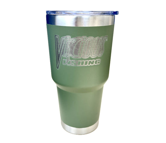 Vicious Fishing 30oz Green Tumbler w/ Straw