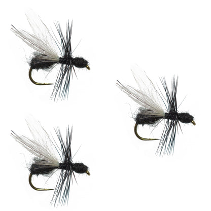 3 Pack Black Fur Flying Ant Terrestrial Trout Dry Fly - Hook Size 14