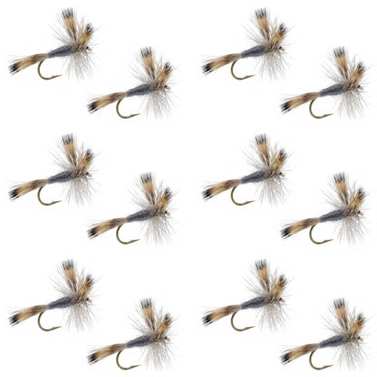 Gray Wulff Classic Trout Dry Fly -12 Flies Hook Size 10
