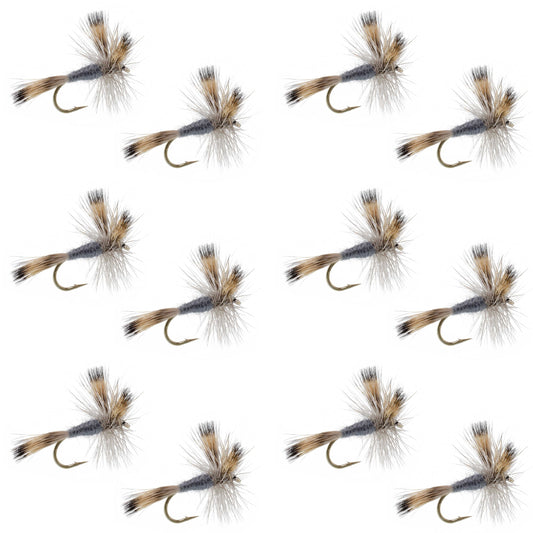 Gray Wulff Classic Trout Dry Fly -12 Flies Hook Size 10