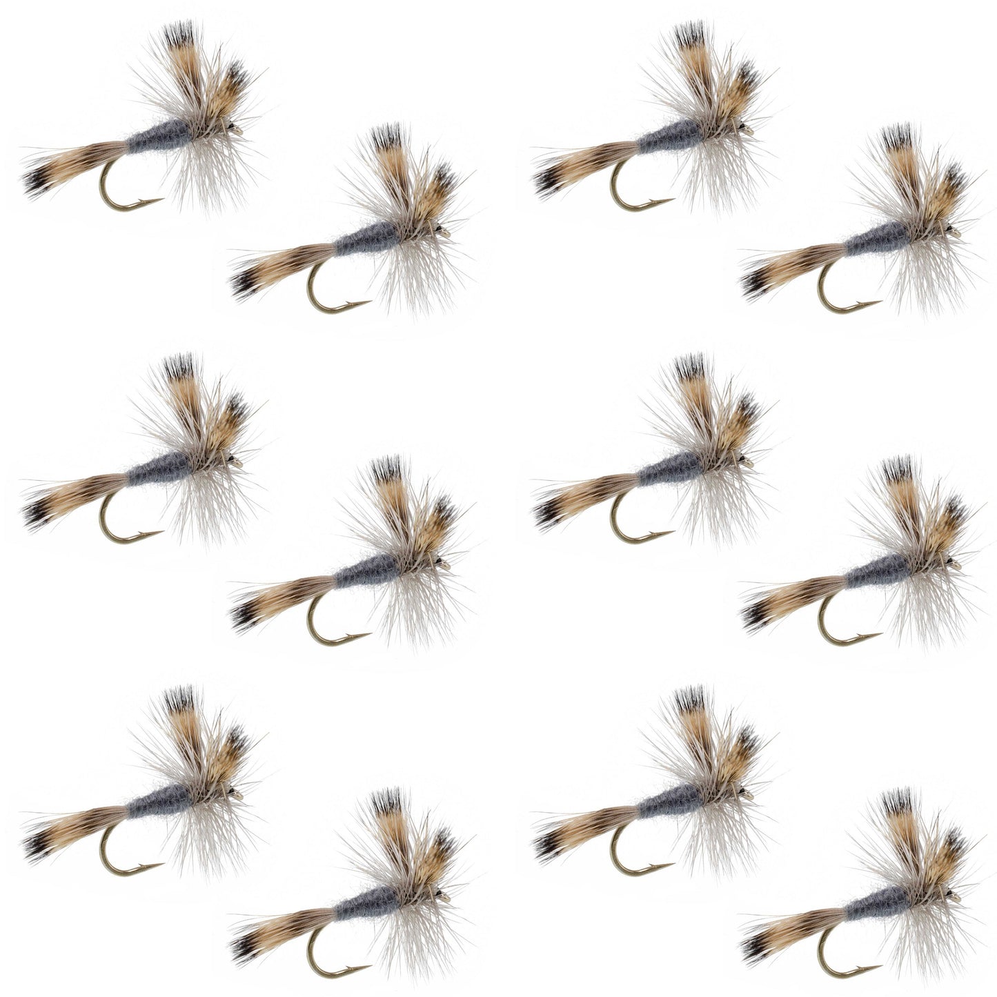Gray Wulff Classic Trout Dry Fly -12 Flies Hook Size 14