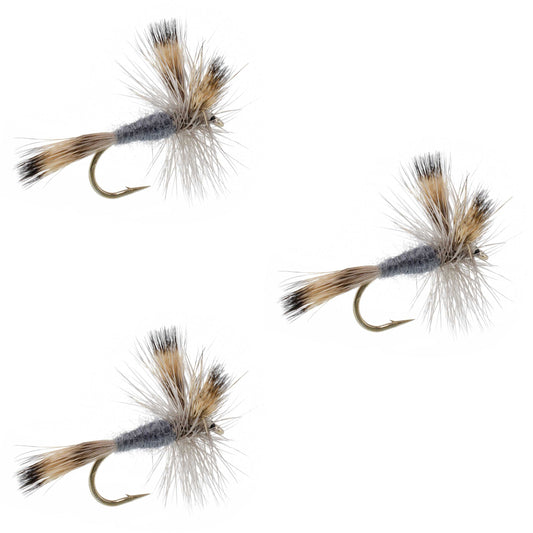 3 Pack Gray Wulff Classic Trout Dry Flies Hook Size 14