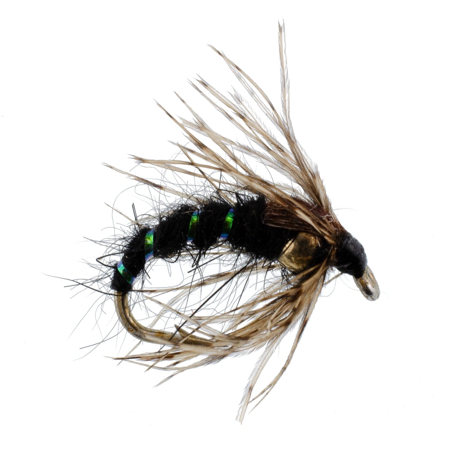 Black Holy Grail Caddis Pupa Emerger 6 Flies Hook Size 16
