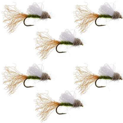 Olive Iris Caddis Emerger Caddis  Trout Dry Fly - 6 Flies Hook Size 16