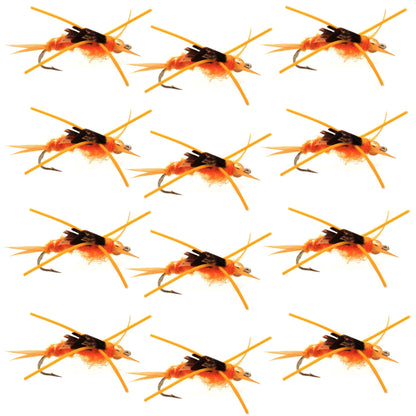 Gold Bead Kaufmann's Golden Stone Fly Nymph Rubber Legs - 1 Dozen Flies Hook Size 10