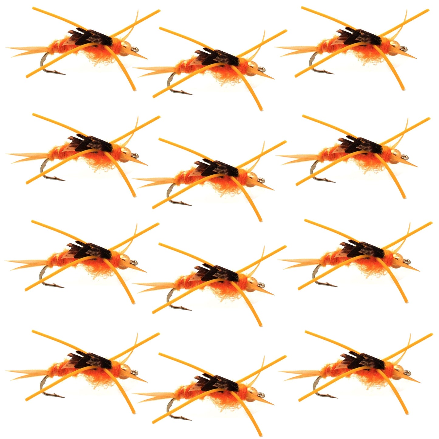 Tungsten Bead Kaufmann's Golden Stone Fly Nymph Rubber Legs - 1 Dozen Hook Size 8