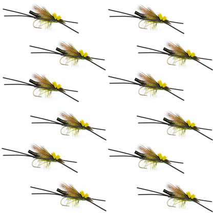 Long Tail Skwala Stone - Squalla Stonefly Dry Fly - 12 Flies Hook Size 10