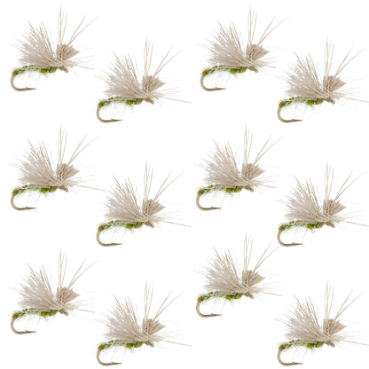 Olive Missing Link Caddis or Mayfly Flies Hook 12 Flies Size 18