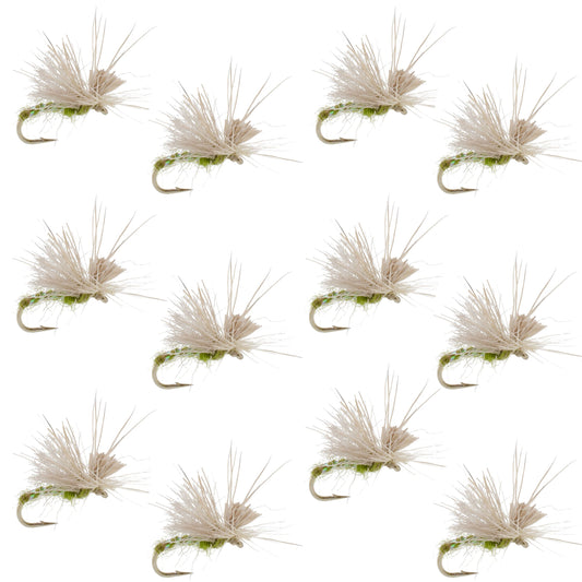 Olive Missing Link Caddis or Mayfly Flies Hook 12 Flies Size 16