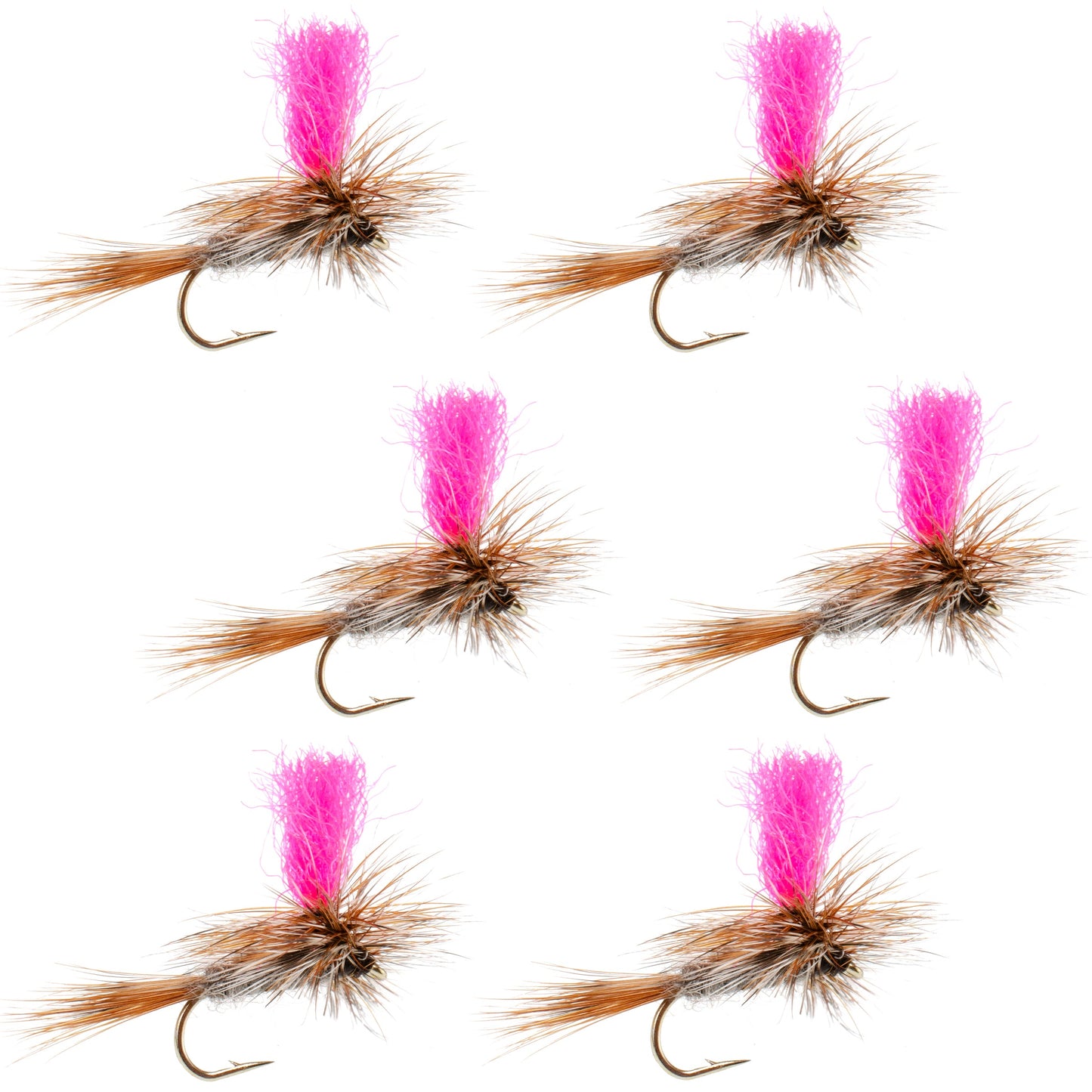 Adams Hi-Viz Parachute Classic Dry Fly - 6 Flies Hook Size 14