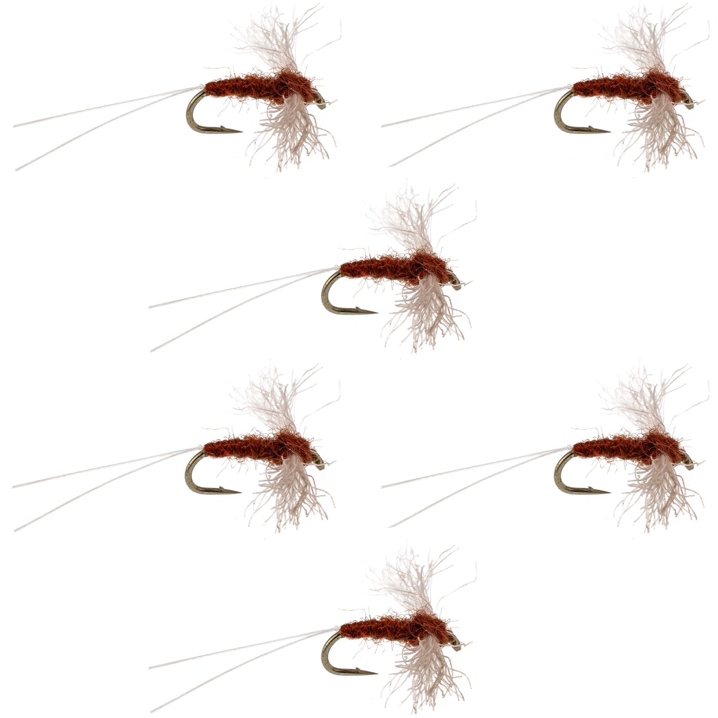 Poly Wing Rusty Spinner Mayfly 6 Flies Hook Size 18