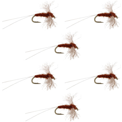 Poly Wing Rusty Spinner Mayfly 6 Flies Hook Size 14