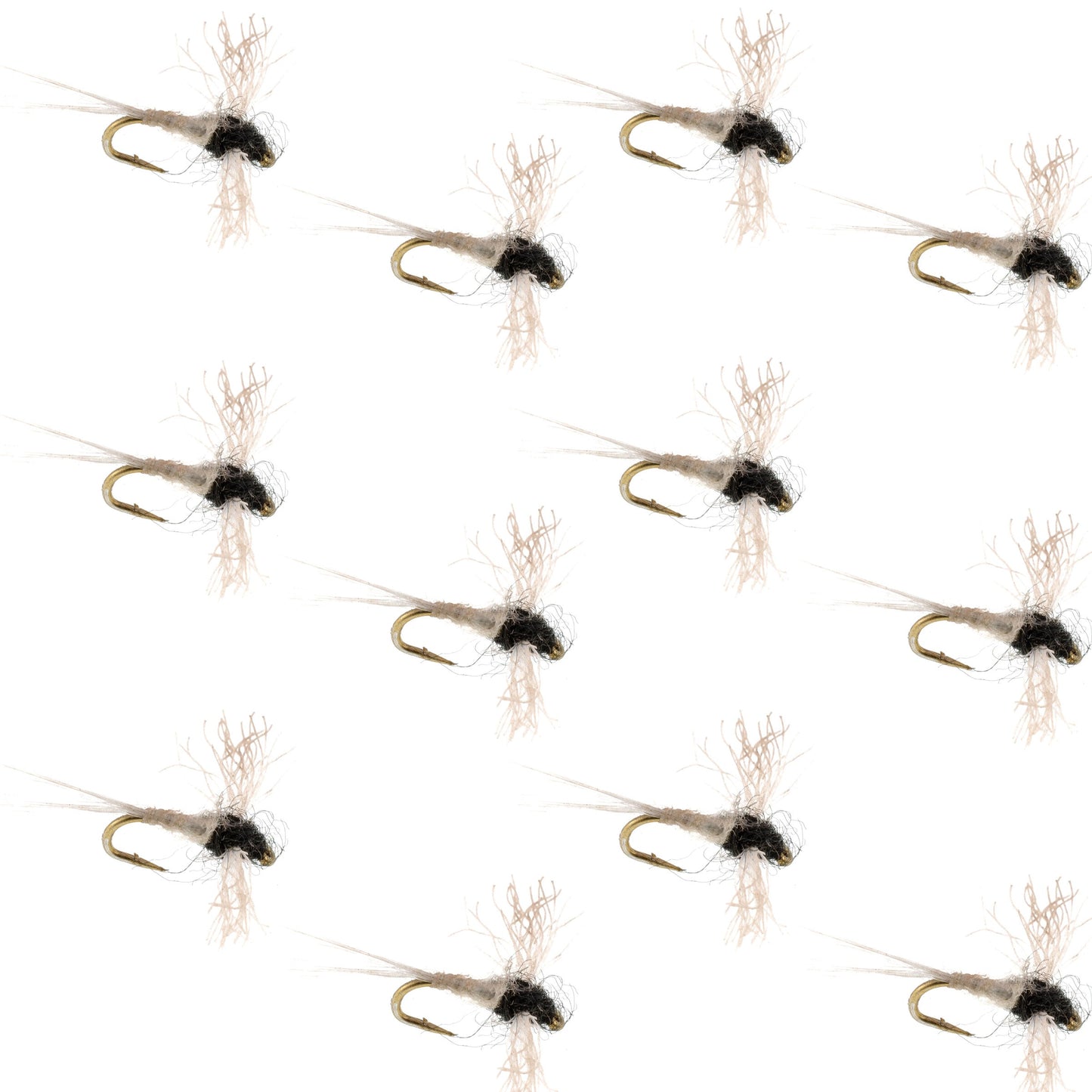 Z-Lon Wing Trico Spinner Kapok Body Hook 12 Flies Size 22