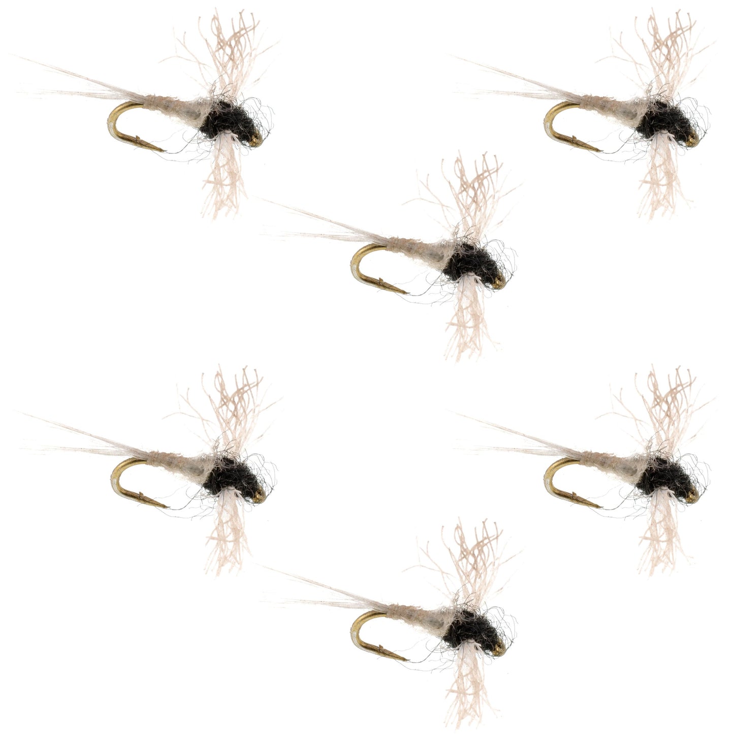 Z-Lon Wing Trico Spinner Kapok Body Hook 6 Flies Size 20