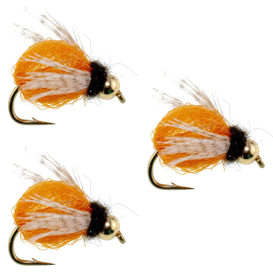 3 Pack Bead Head LaFontaine Amber Deep Sparkle Caddis Pupa - Hook Size 18
