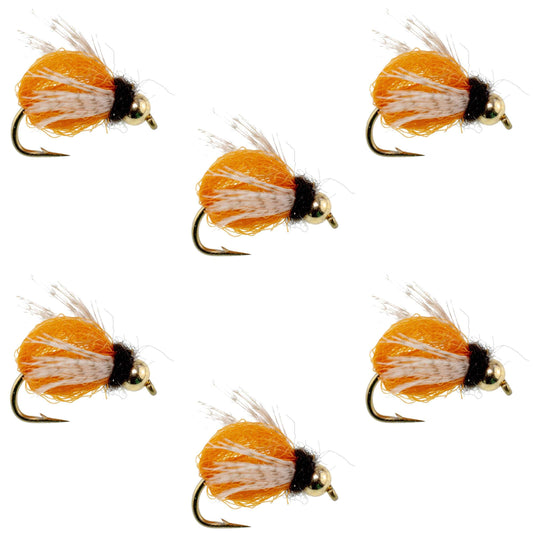 Bead Head LaFontaine Amber Deep Sparkle Caddis Pupa - 6 Flies Hook Size 18