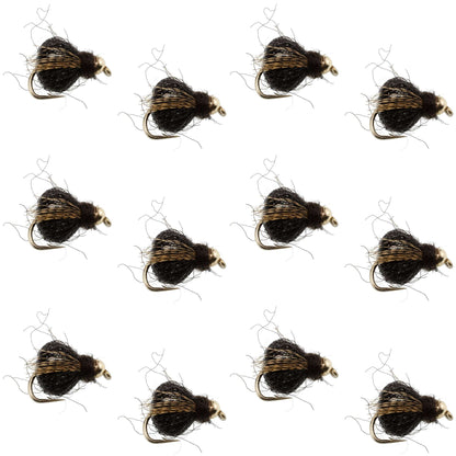 Bead Head LaFontaine Black Deep Sparkle Caddis Pupa - 12 Flies Size 16