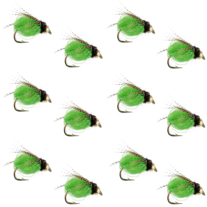 Bead Head LaFontaine Green Deep Sparkle Caddis Pupa - 12 Flies Size 18
