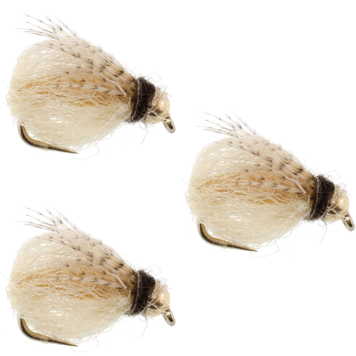 3 Pack Bead Head LaFontaine Tan Deep Sparkle Caddis Pupa - Hook Size 12