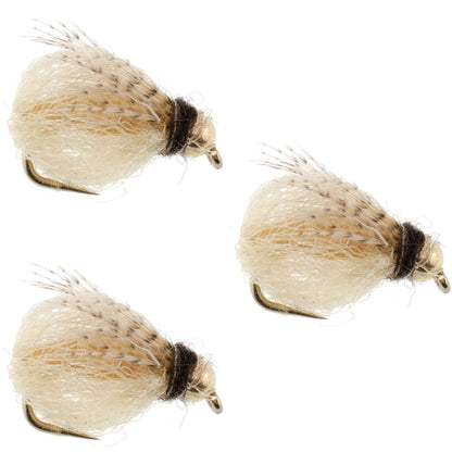 3 Pack Bead Head LaFontaine Tan Deep Sparkle Caddis Pupa - Hook Size 12