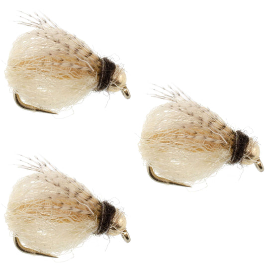 3 Pack Bead Head LaFontaine Tan Deep Sparkle Caddis Pupa - Hook Size 12