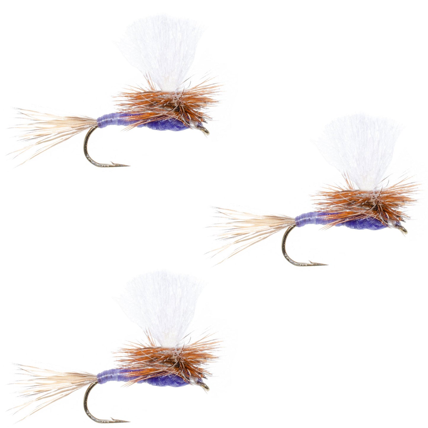 3 Pack Parachute Purple Haze Dry Fly - Size 20