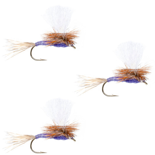 3 Pack Parachute Purple Haze Dry Fly - Size 14